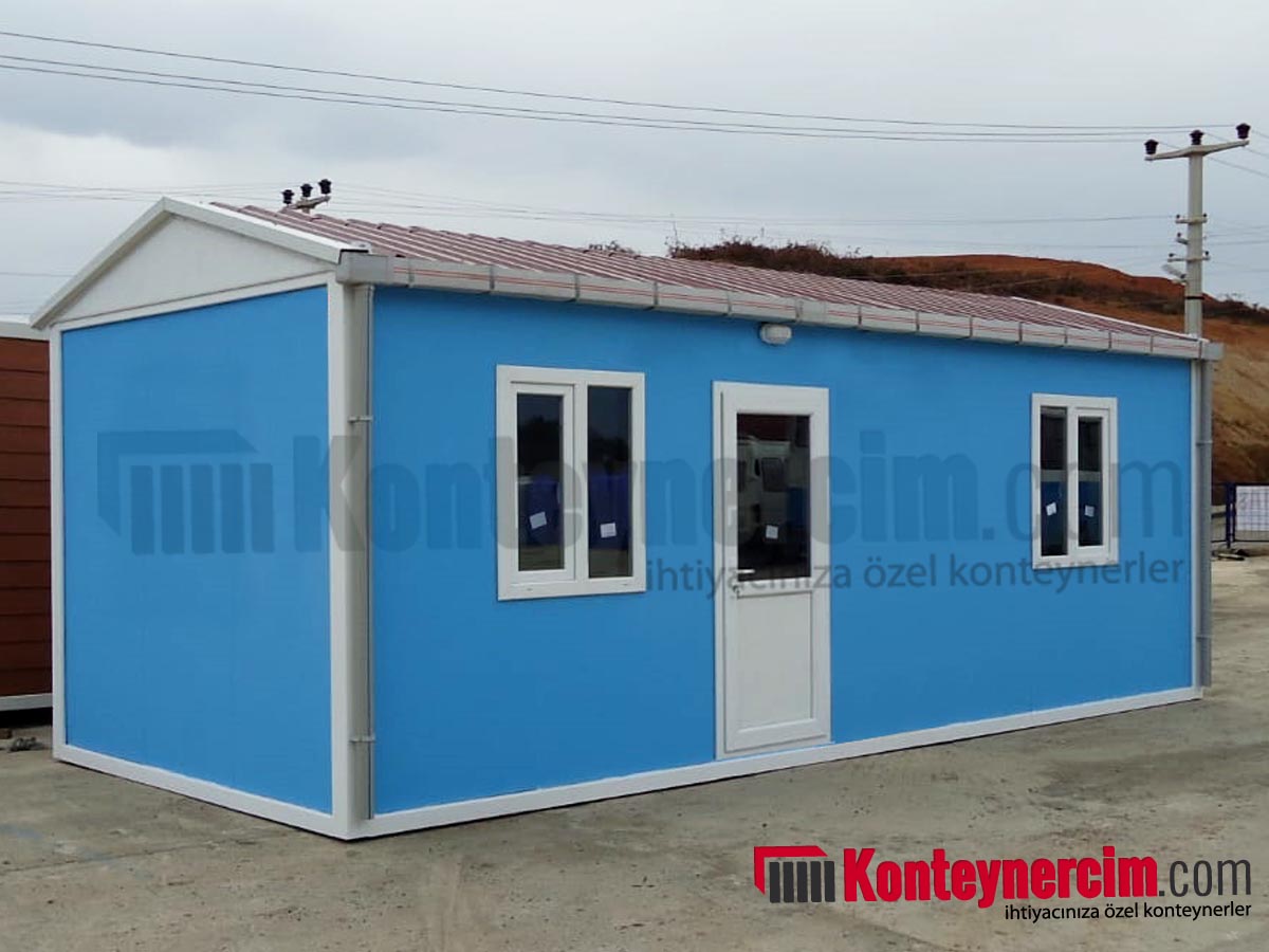 3x7m İki Odalı, WC, Duş ve Mutfaklı, Hazır Çatılı Konteyner Ev, Betopanlı - EV137