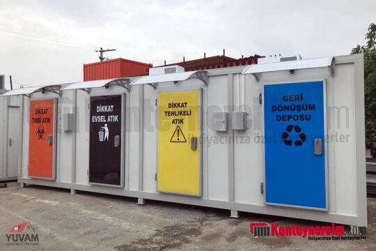 3x10m Tıbbi Atık, Evsel Atık, Tehlikeli Atık ve Geri Dönüşüm 4lü Atık Depolama Konteyneri - ATK141