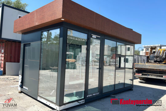 3x5m Silikon Cepheli, Reflekte Camlı Kompozit Konteyner, Güvenlik Kulübesi - KOM139