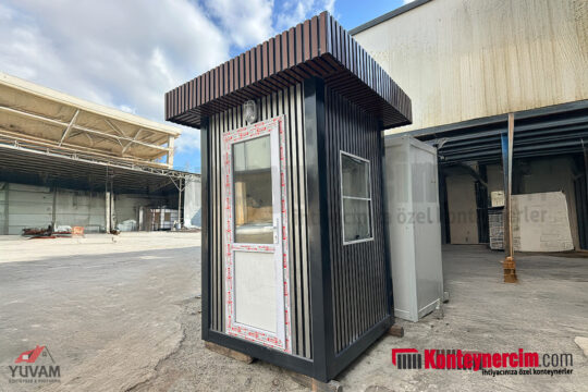 150x150 cm PVC Profil Kaplamalı Sandiviç Panel Güvenlik Kabini, Parapet Çatılı - BEK155