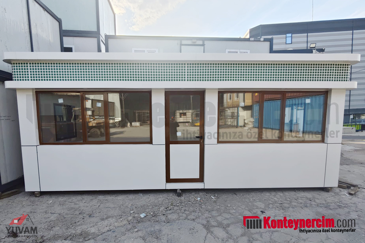 3x7m Lüks Dekoratif Parapet Çatılı Kompozit Ofis Konteyneri - KOM140