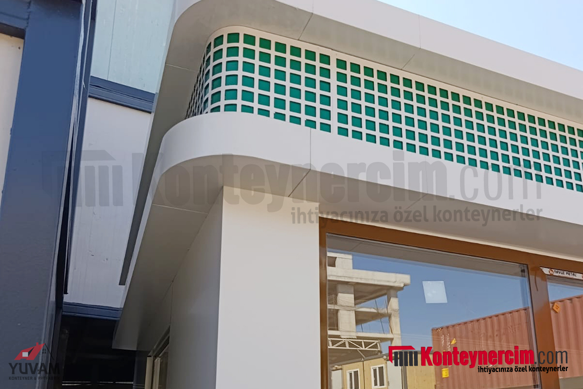 3x7m Lüks Dekoratif Parapet Çatılı Kompozit Ofis Konteyneri - KOM140 - Görsel 4